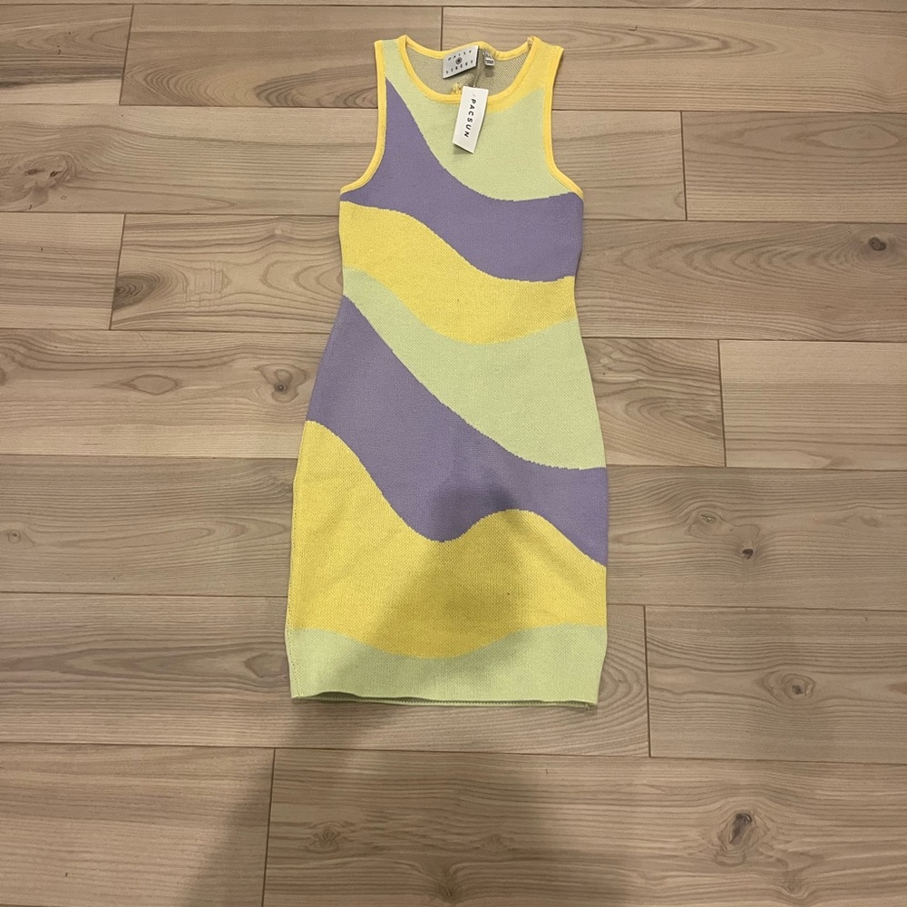 PacSun Asymmetrical Yellow and Purple Bodycon Dress